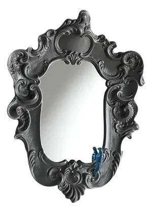 Baroque Mirror with Magnetic Parrot in Gray from Rebirth Ceramics