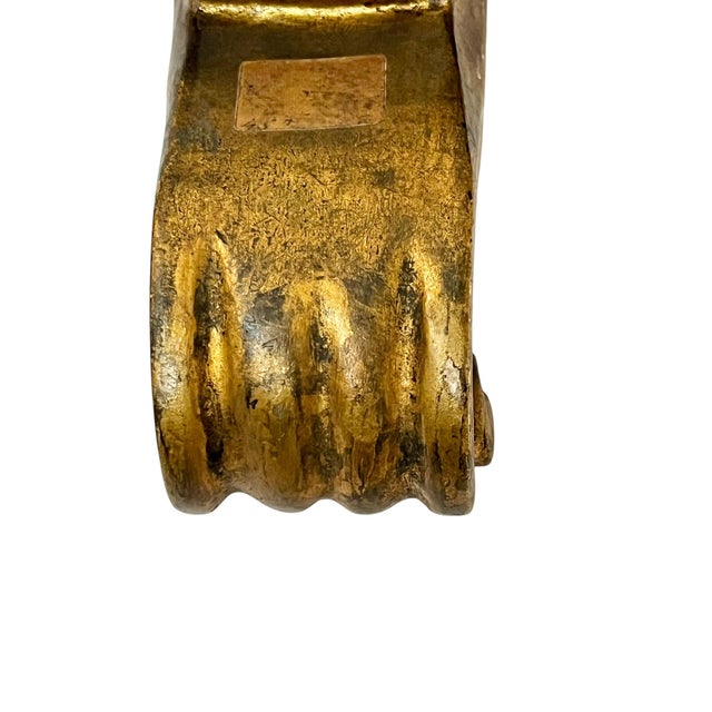 Gold Pair Vintage Italian Neoclassical Giltwood Carved Wall Brackets Sconces For Sale - Image 8 of 10