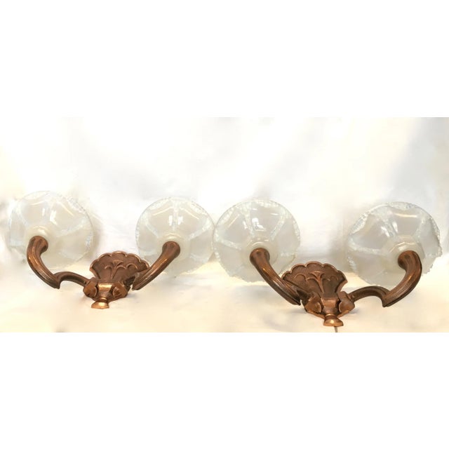 Gold French Art Deco Wall Lights, 1940s, Set of 2 For Sale - Image 8 of 9