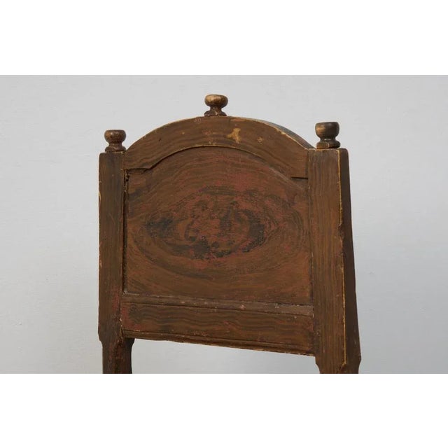 Wood Large Antique Swedish Baroque Brown Pine Chair For Sale - Image 7 of 11