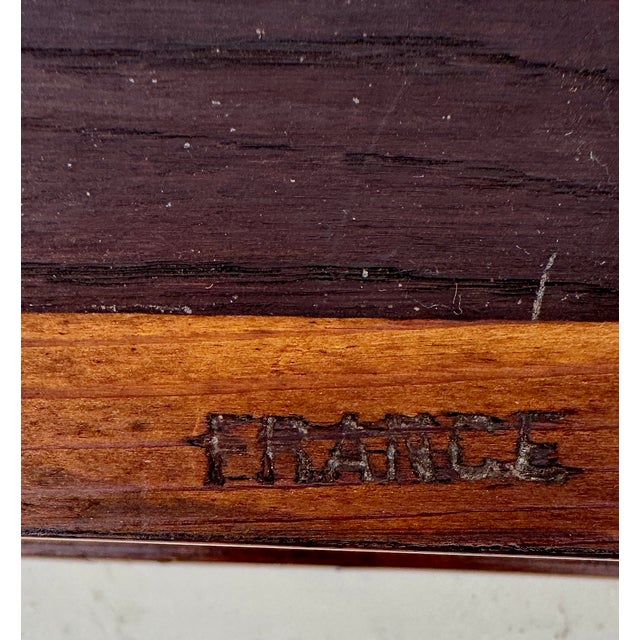 Antique French Louis XV Style Tulipwood Marquetry Writing Table or Side Table With Leather Top For Sale - Image 13 of 18