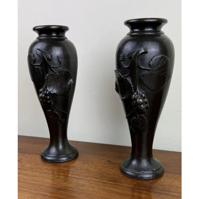 Metal Art Nouveau Bronze Vases, 1900, Set of 2 For Sale - Image 7 of 10