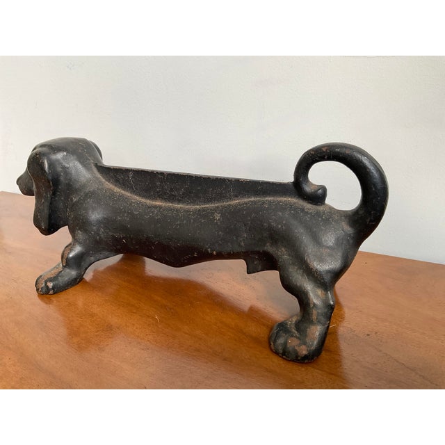 Large Vintage Cast Iron Dachshund Boot Scraper For Sale - Image 4 of 13