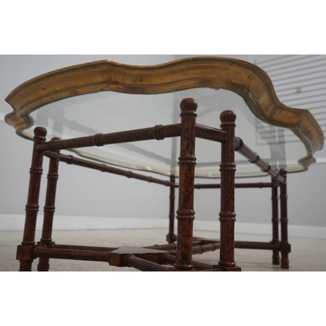 Baker Regency Style Faux Bamboo Glass Top Coffee Table For Sale - Image 11 of 11
