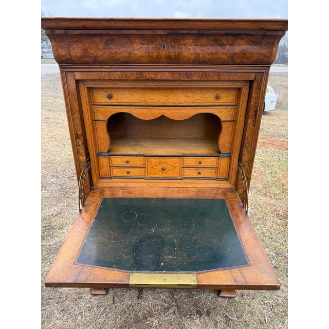 19th Century 19th Century French Louis Philippe Burl Walnut Secretary Desk For Sale - Image 5 of 12
