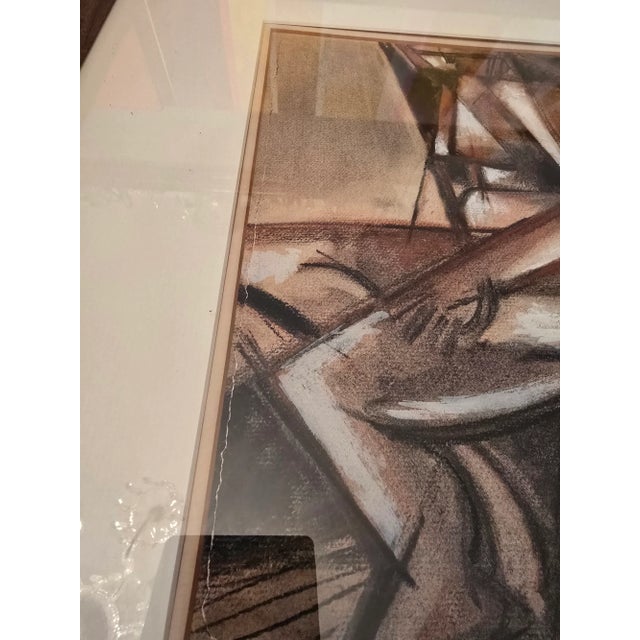 1950s Vintage Picasso-Style Cubist Mid Century Watercolor Painting, Framed For Sale - Image 12 of 12