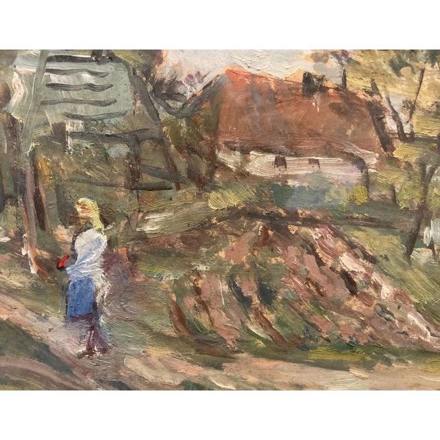 A pretty Impressionist painting we acquired when buying a lot of art from Eastern Europe and Ukraine, depicting a girl...
