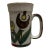 1960s Mid-Century Modern Hand-Painted Ceramic Stoneware Mug With Abstract Floral Motif For Sale