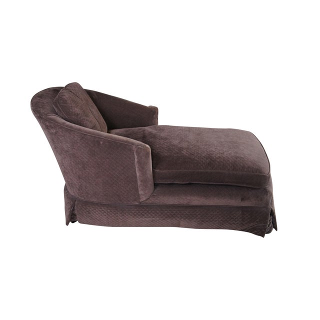 Modern Late 20th Century Edwards Furniture Inc Modern Suede Chaise Lounge Quilted Dark Burgundy Brown For Sale - Image 3 of 13