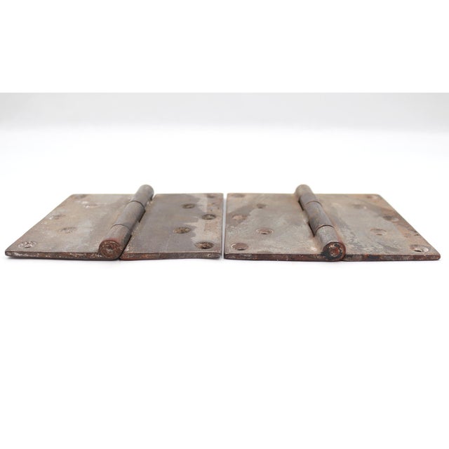 Traditional Pair of Reclaimed 6 X 6 In. Cast Iron Butt Door Hinges For Sale - Image 3 of 4