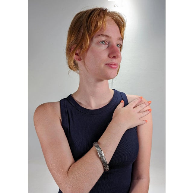 A fine sterling silver bracelet. By John Hardy. With a push button clasp closure. From the John Hardy Classic Chain...