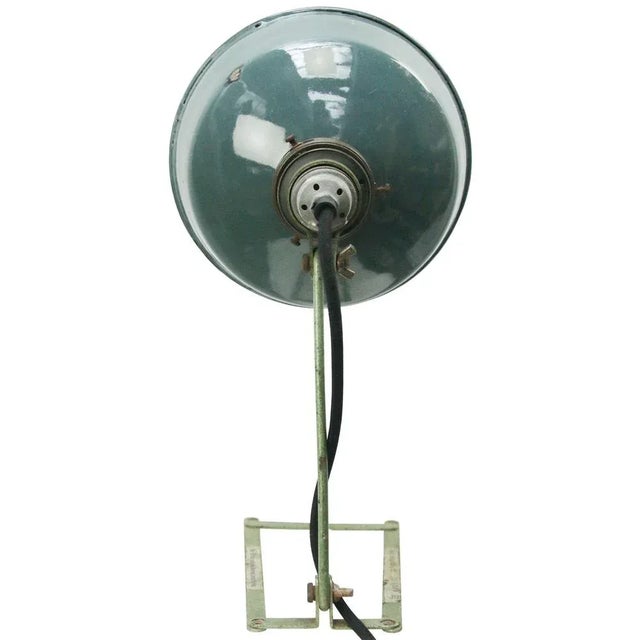 Vintage Industrial Green Metal Petrol Enamel Table Desk Light For Sale - Image 4 of 6