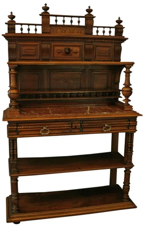 Antique French Red Marble & Walnut Server