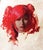 This oil painting features a striking portrait of a figure with vibrant red hair styled in playful pigtails, set against a...