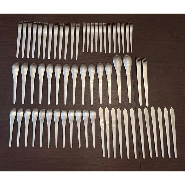 Silver Cutipol Vario Brushed Stainless Steel 18/10 Flatware Set, Service for 12 Rare - 64 Pieces For Sale - Image 8 of 10
