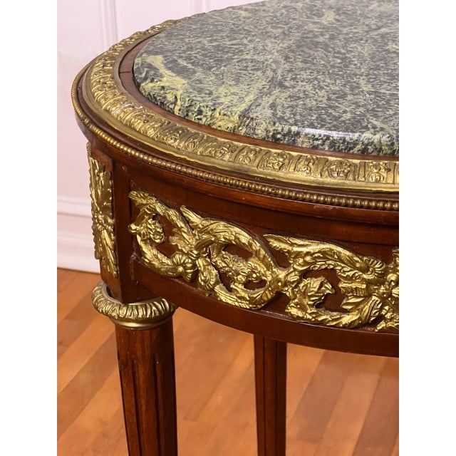 19th Century French Louis XVI Style Gueridon Side Table With Marble Top and Ormolu For Sale In Philadelphia - Image 6 of 11