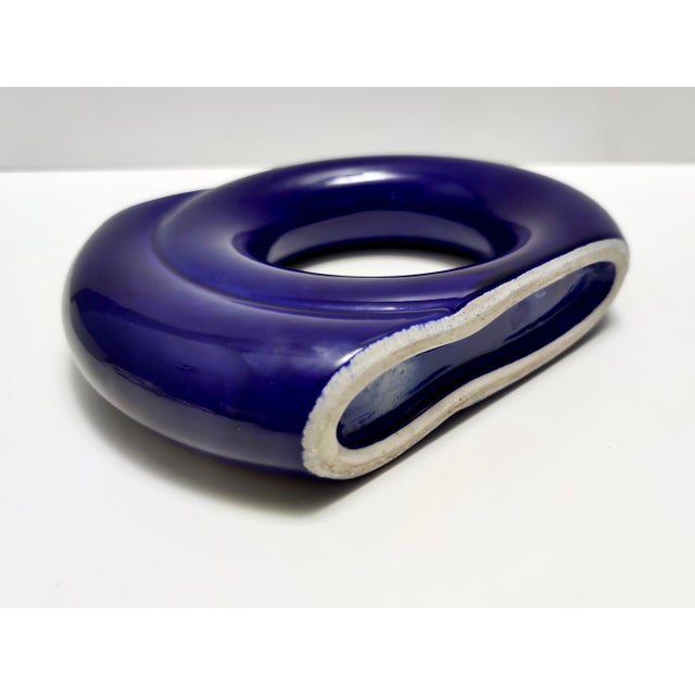 Vintage Blue Glazed Ceramic Vase by Pietro Arosio for Parravicini, Italy, 1970s For Sale - Image 9 of 10