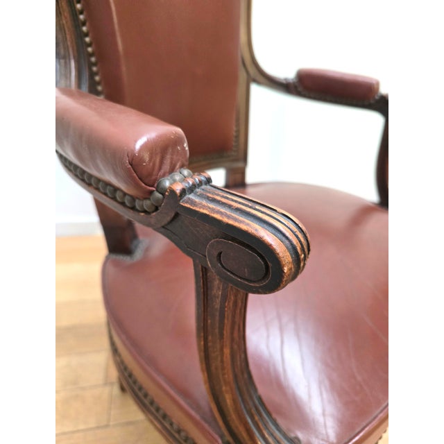 Wood Empire Style Chairs in Leather, Set of 4 For Sale - Image 7 of 8