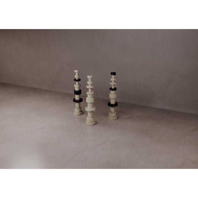 Contemporary Totem Sculpture in Acid-Treated Ostuni Travertine by Dainelli Studio Atelier For Sale - Image 3 of 5