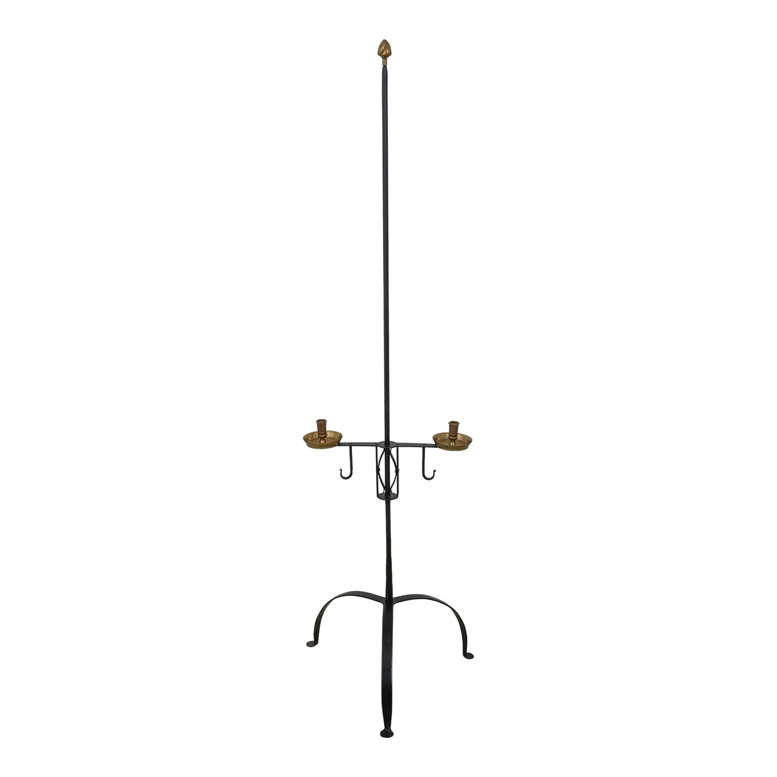 Primitive Iron & Brass Adjustable Height Floor Candle Holder Chairish