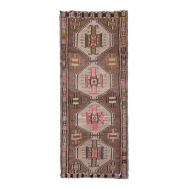 Vintage Turkish Kars Wool Kilim Rug For Sale