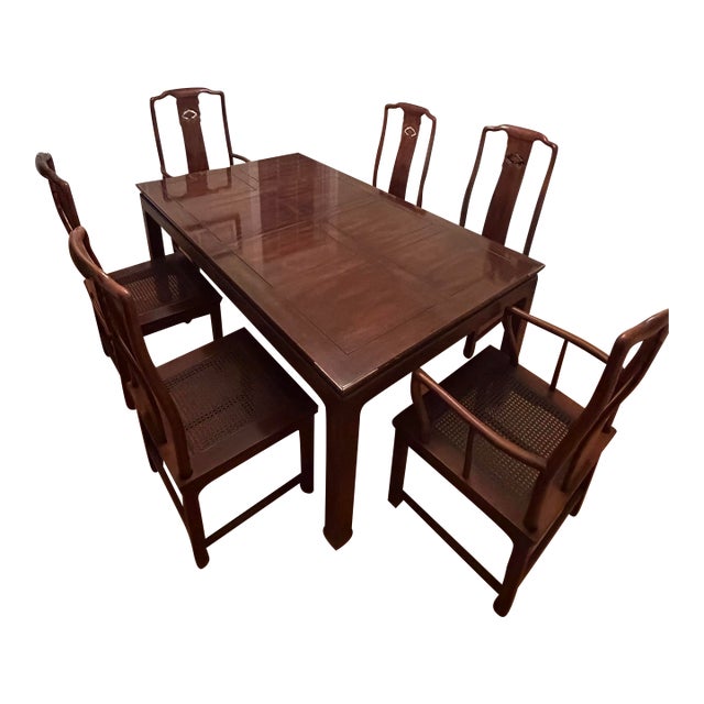 1980s Attributed Henredon Dining Room Table and Chairs For Sale