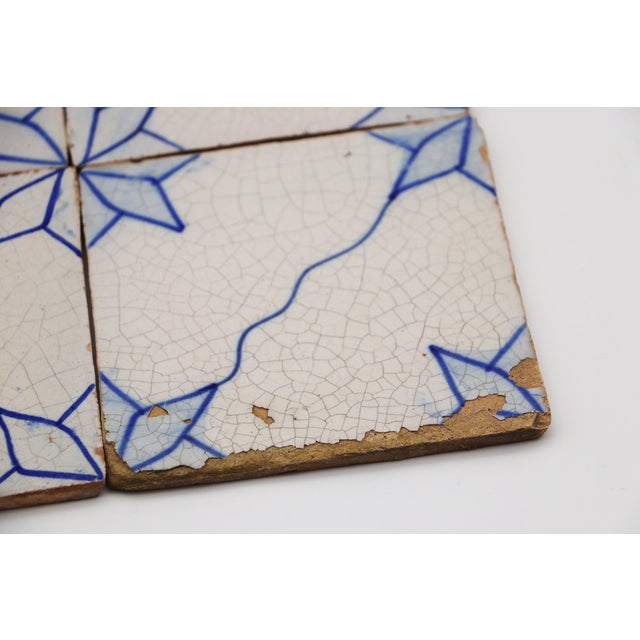 19th Century Antique Portuguese Tiles, Blue & White Set of Four For Sale - Image 13 of 15