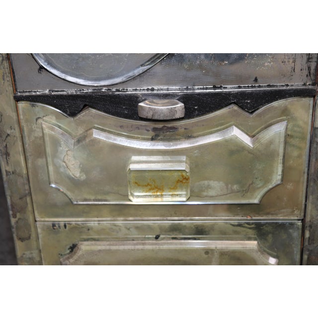 1950's Hollywood Regency Distressed Mirrored Serge Roche Attributed Vanity For Sale - Image 11 of 15