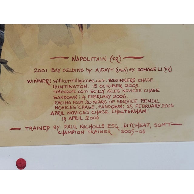 2000s "Napolitain" Vintage French Equestrian Watercolor Horse Painting by Martin Alford For Sale - Image 9 of 11