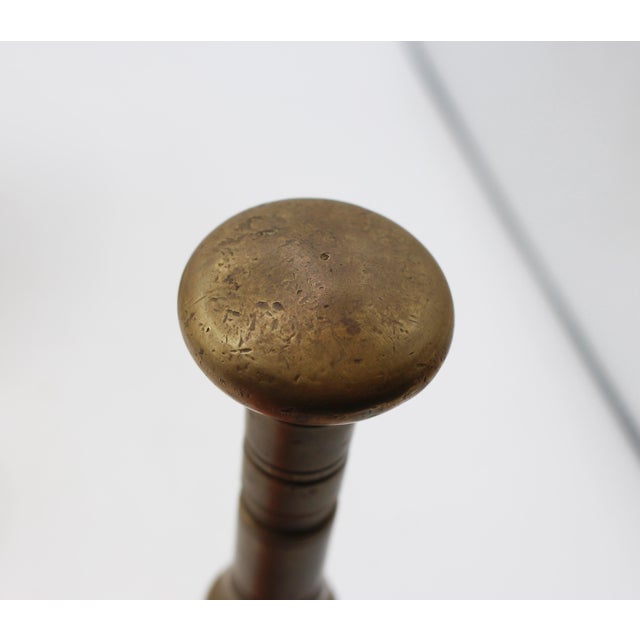 Victorian Late 19th Century European Brass Mortar and Pestle For Sale - Image 3 of 10