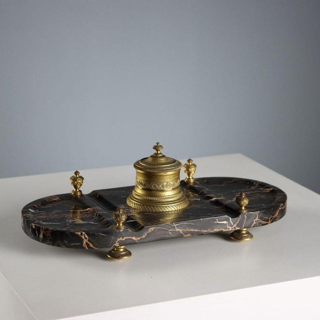 Inkwell in Marble and Gilded Bronze For Sale - Image 10 of 10