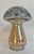 Glass Vintage Etched Art Glass Mushroom Light Smoky Gray and Amber Decorative Glass Sculpture For Sale - Image 7 of 12