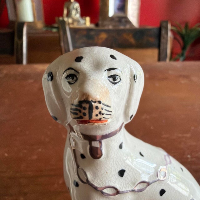 Ceramic A Very Nice Pair of Antique Staffordshire Dalmatian Figures, Circa 1870 For Sale - Image 7 of 18