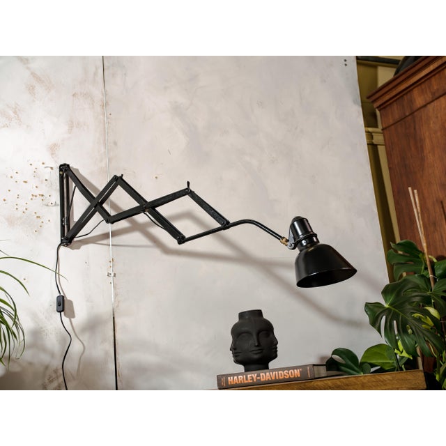 Bauhaus Adjustable Black Scissor Wall Light, Early 1930s For Sale - Image 10 of 16