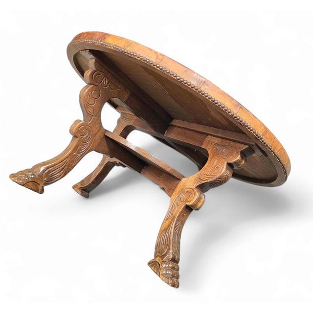 Wood Mid-Century Coffee Table in Wood and Cognac Leather For Sale - Image 7 of 8