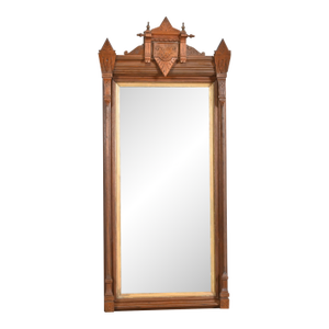 Herter Brothers Style Antique Victorian Eastlake Carved Walnut and Parcel Gilt Wall Mirror, Circa 1880s