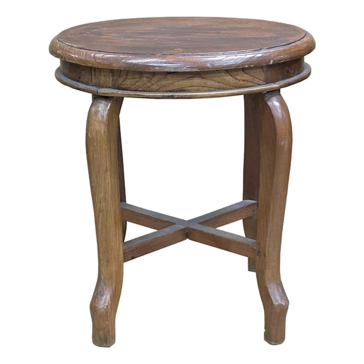 Vintage Oriental Oval Brown Cross 4 Legs Wood Stool | Chairish