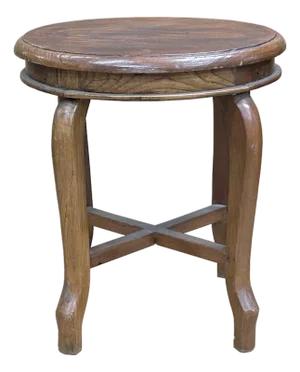 Vintage Oriental Oval Brown Cross 4 Legs Wood Stool
