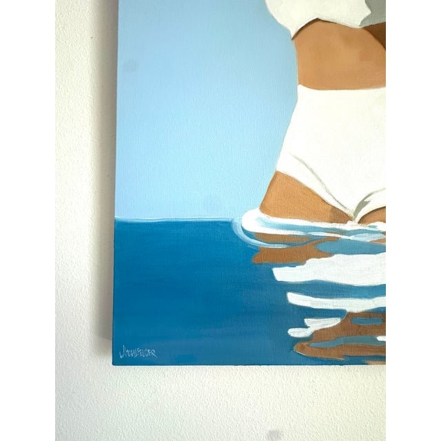 Textile "Woman in the Big Straw Hat" Original Modern Oil Painting, by Jennifer Hohlfelder For Sale - Image 7 of 9