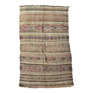 1980s Moroccan Vintage Kilim Zayan Rug - 11.2 X 5.48 Ft For Sale
