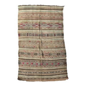 1980s Moroccan Vintage Kilim Zayan Rug - 11.2 X 5.48 Ft