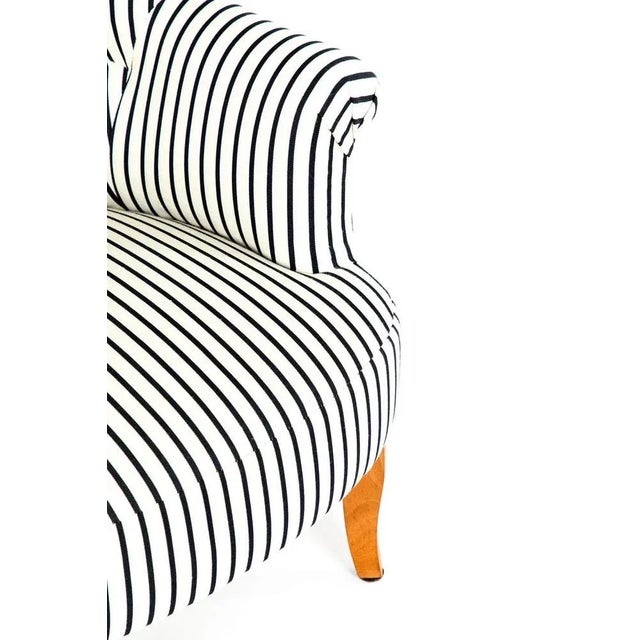 Set of Crapaud Lounge Chairs in Navy Ticking For Sale - Image 6 of 11