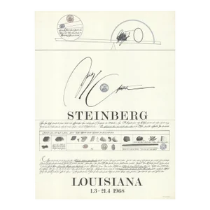 1968 Saul Steinberg 'Louisiana' Modernism Black & White Denmark Offset Lithograph