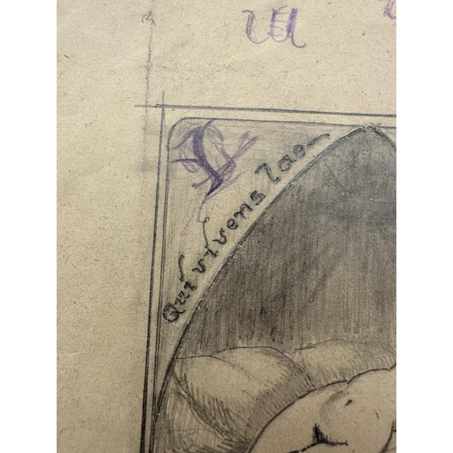 Carl Heinz Berberich, Devoted Nude Bookplate, Nude, 1920, Pencil For Sale - Image 11 of 12