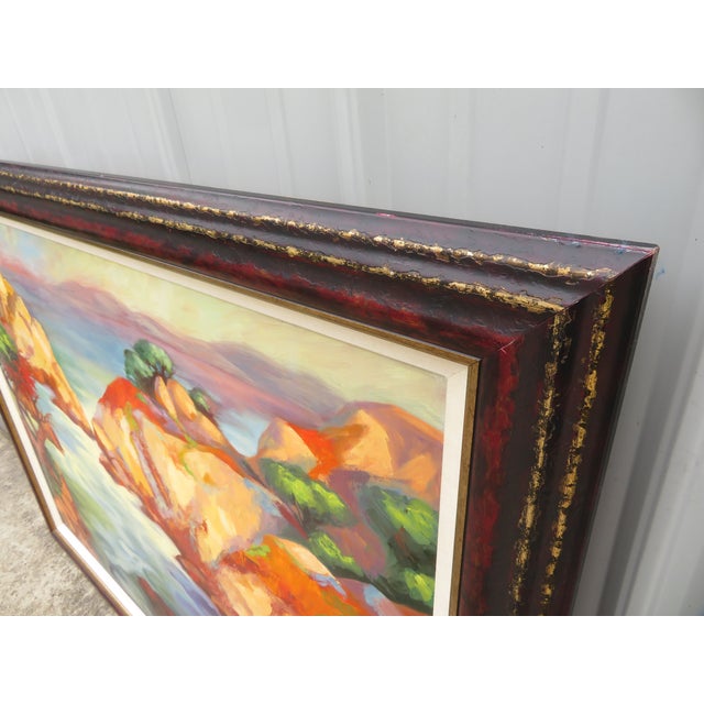 Late 20th Century Large Contemporary West Coast Ocean Cliffs Seascape Oil Painting ~ California or Pacific Northwest Bluffs Art For Sale In Seattle - Image 6 of 16
