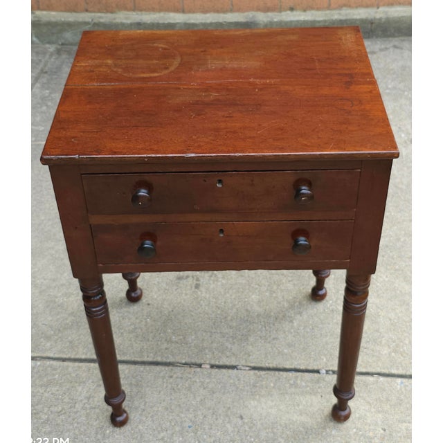 Traditional Late 19th Century Federal Mahogany Two Drawer Work Table For Sale - Image 3 of 12