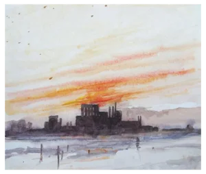 Herberts Mangolds, Sunset, 1970, Watercolor on Paper