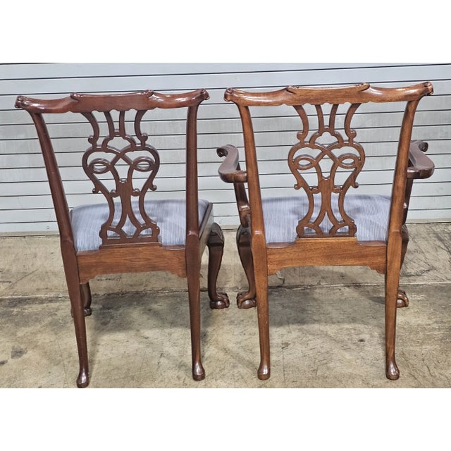 Late 20th Century Set of 8 Baker Stately Homes Mahogany Chippendale Dining Chairs Claw and Ball For Sale - Image 9 of 18