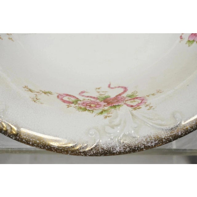 White Antique W.H. Tatler Porcelain Pink Rose Flower Victorian Bath Wash Basin - 4 Pc Set For Sale - Image 8 of 12