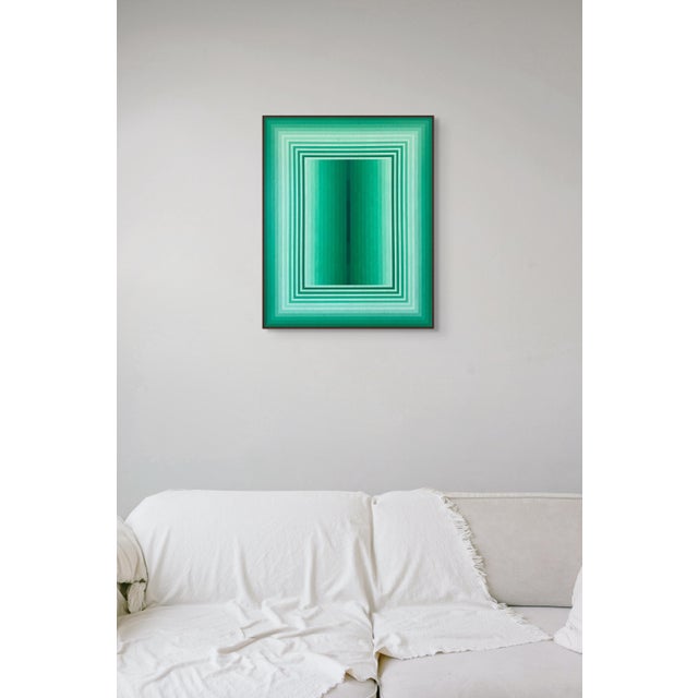 Abstract Contemporary Abstract Acrylic on Canvas "Extended Light (Emerald)" by Andy Harwood For Sale - Image 3 of 7